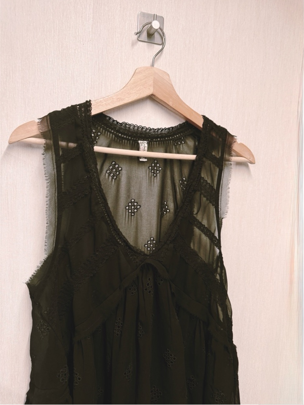 Free People Intimately Black Eyes For You Trapeze Sheer Babydoll Dress, Size XS - Picture 4 of 13